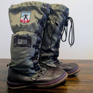 Pajar Green and Brown Lace Up Tall Winter Boots  Women’s - Waterproof and Lined